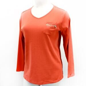 Quacker Factory Plus Swarovski V-Neck Pocket Tee Blouse Shirt Top 2X